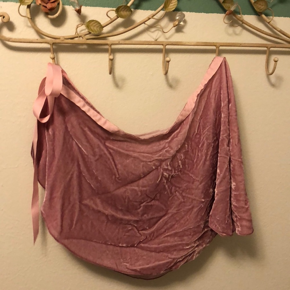 Rose colored, crushed velvet, ballet wrap skirt